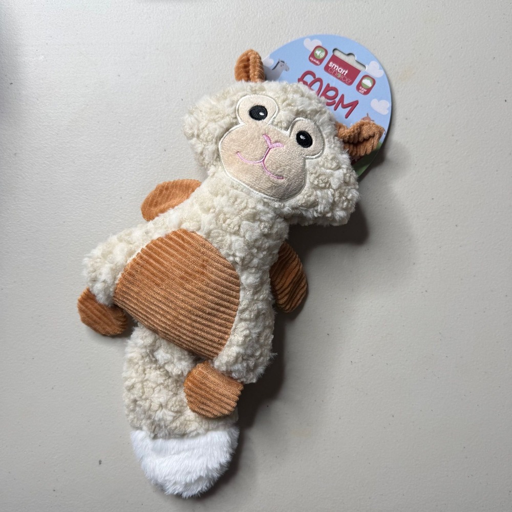 Smart Choice Farm Animal Lamb Plush Dog Squeaky Toy NWT